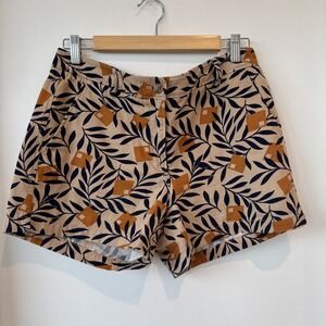 LLBean Signature Leaf Print Soft Chino Shorts Sz 10 Botanical Indie Artsy Resort